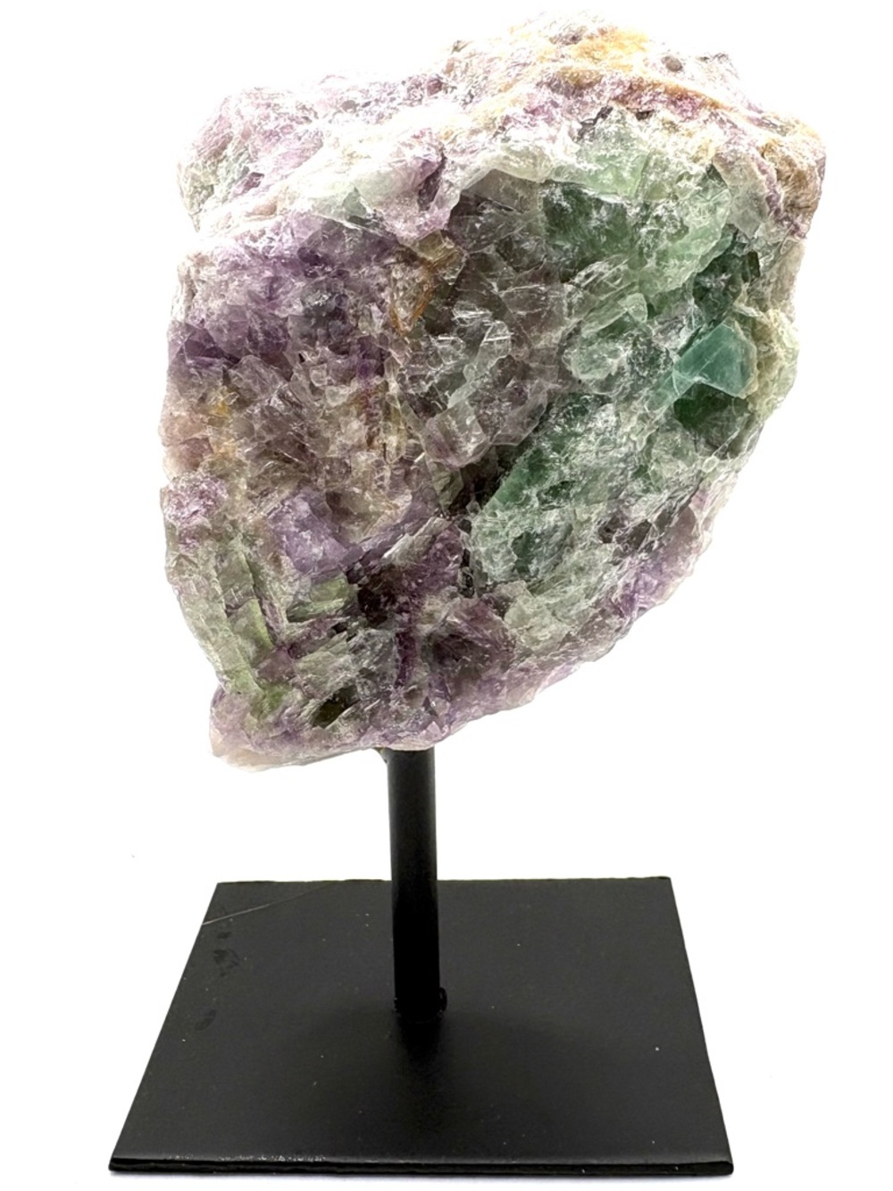 Raw Multicolor Fluorite Crystal Specimen- with stand